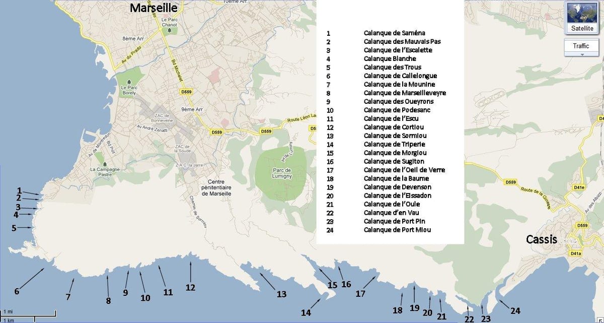 ನಕ್ಷೆ Marseille ಪಾರ್ಕ್