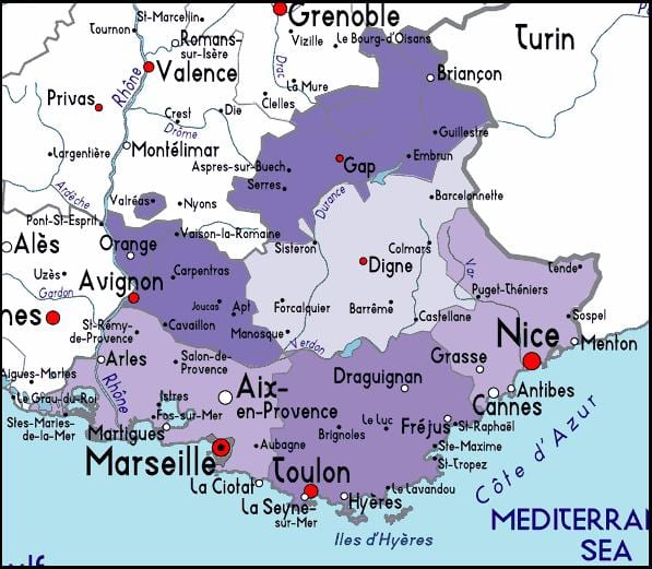 ನಕ್ಷೆ Marseille ಪ್ರದೇಶ