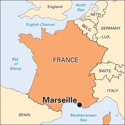 ಅಲ್ಲಿ Marseille ಫ್ರಾನ್ಸ್ ನಕ್ಷೆ