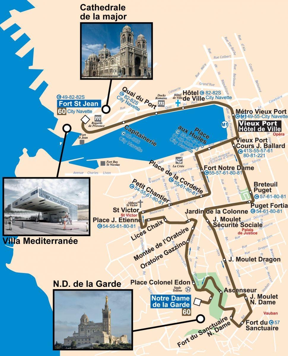 ನಕ್ಷೆ Marseille ಬಸ್ 60 ನಕ್ಷೆ