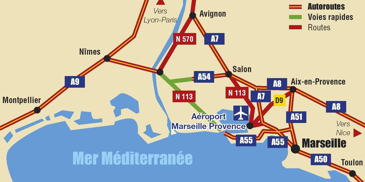 ನಕ್ಷೆ Marseille ಹೆದ್ದಾರಿ