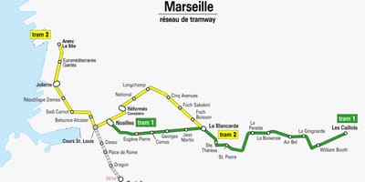 ನಕ್ಷೆ Marseille ಟ್ರಾಮ್